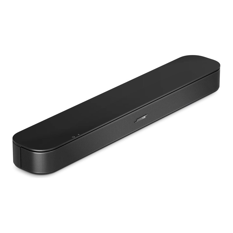 Bose TV Speaker（第2世代）の本体。角の丸い黒い横長のサウンドバー。